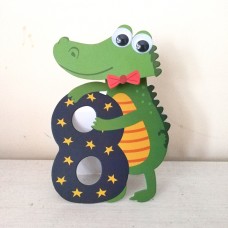 Children's Wobbly Head Age 8 Crocodile 3D Birthday Greeting Card