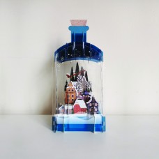 Message in a Bottle Village 3D Christmas Keepsake Art Bottle with Mini Card