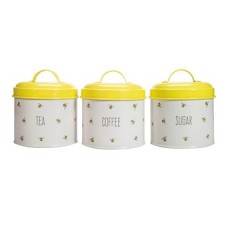 The English Tableware Set of 3 Kitchen Storage Tin Tea, Coffee, and Sugar Canisters Set