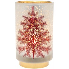 Red Christmas Tree LED Cordless Battery Operated Lamp