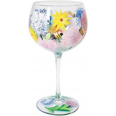 Hand Painted Gin Glass Lesser & Pavey Alliums & Bees Gin Glass