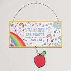 Widdop Celebrations Thank You Teacher - Rainbow Teaching Assistant Plaque Sign with Apple Icon