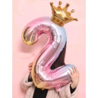 Age 2 32 Inch Balloon with Crown