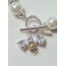 Faux Pearl & Silver Plated Bee T-Bar Necklace