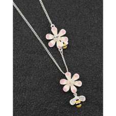 Handpainted Odd Bees Silver Plated Necklace