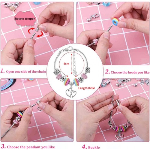 Xelparuc 85 Pieces Charm Bracelet Making Kit Including Jewelry Beads Snake Chain DIY Craft Jewelry Gift Set for Kids Girls Teens, Girl's, Size: One