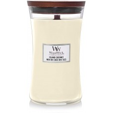 Woodwick Large Hourglass Scented Candle | Island Coconut | with Crackling Wick | Burn Time: Up to 130 Hours, Island Coconut